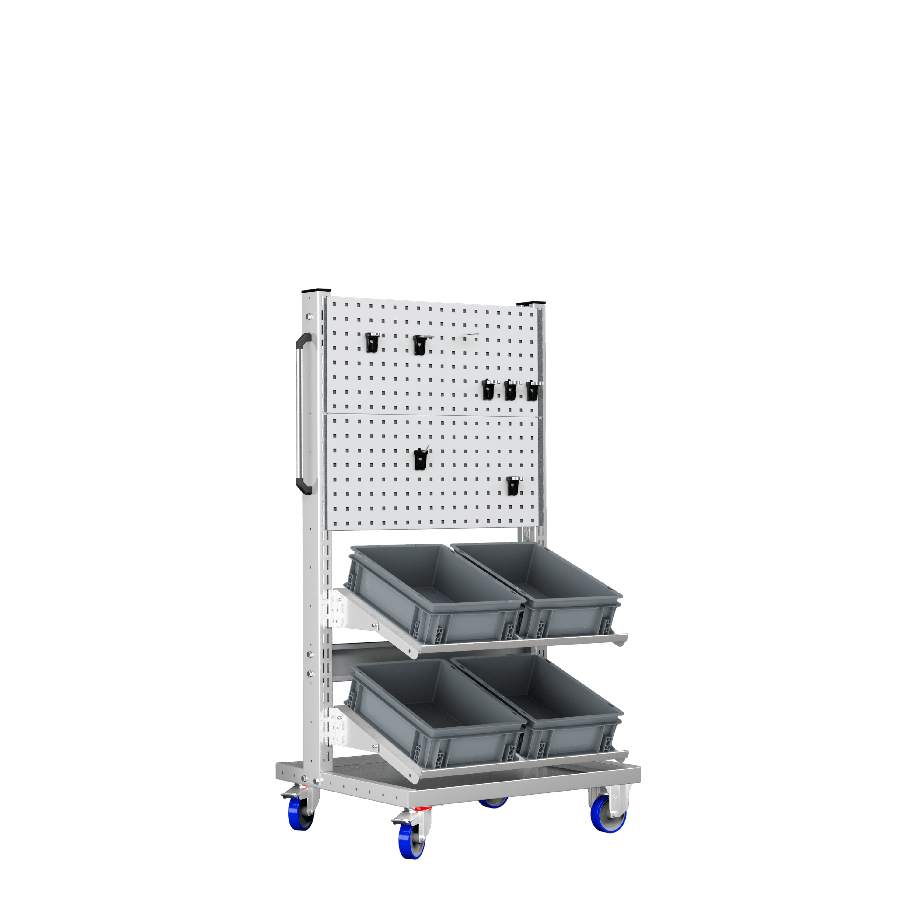 2 perforated panels and 4 containers